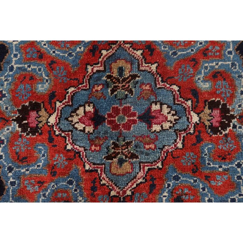 Traditional Signed Mashad Persian Vintage Rug Handmade Wool Carpet - 8'0"x 10'9"