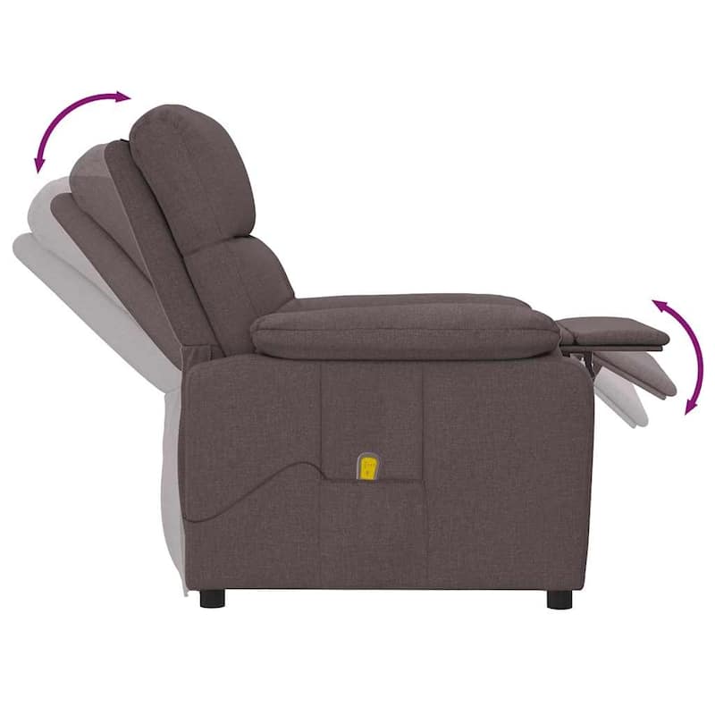 vidaXL Massage Recliner Dark Brown Fabric - 28.7" x 35.4" x 39.4"