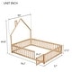 preview thumbnail 7 of 5, Full House-Shaped Headboard Floor Bed with Fence,Natural