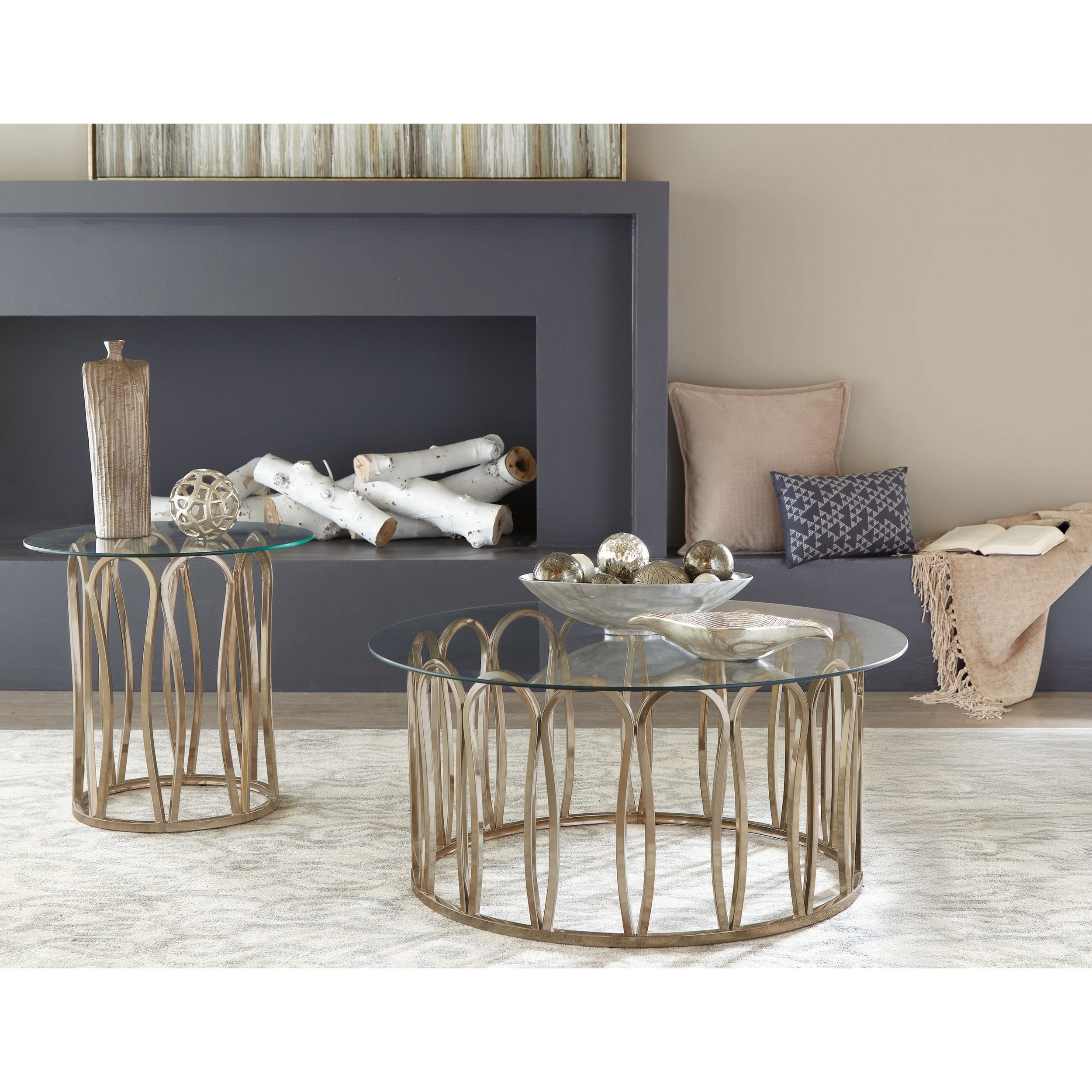 Monett Coffee and End Table Set Chocolate Chrome
