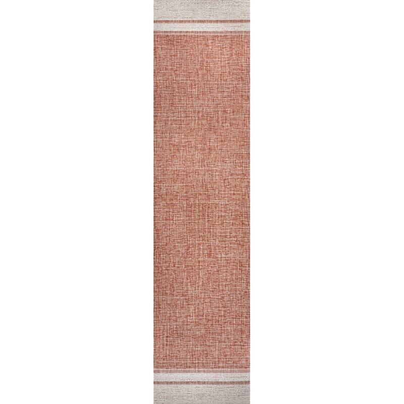 JONATHAN Y Darcy Modern Minimalist Mingled Solid Black/Cream Indoor/Outdoor Area Rug - 2 X 8 - Salmon/Cream