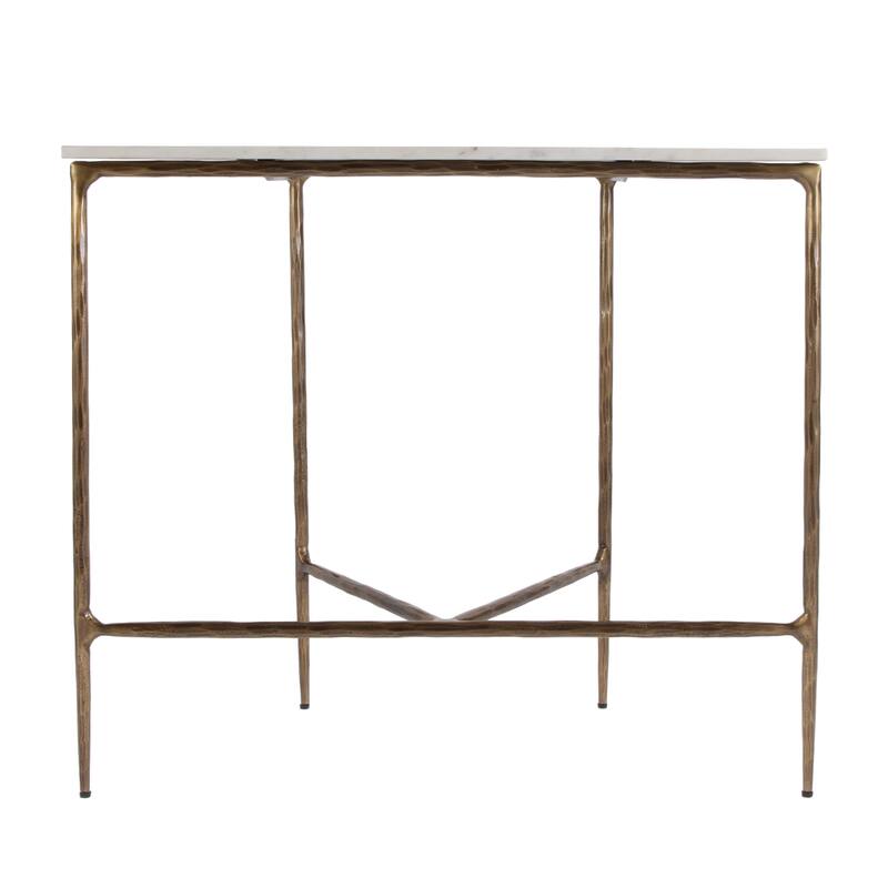 Evelyn Demilune Marble and Iron Console Table