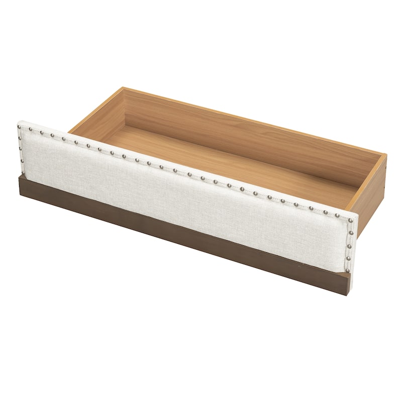 Upholstered Daybed with Trundle and Nailhead Decoration