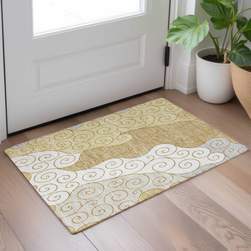 Machine Washable Indoor/ Outdoor Swirly Chantille Rug