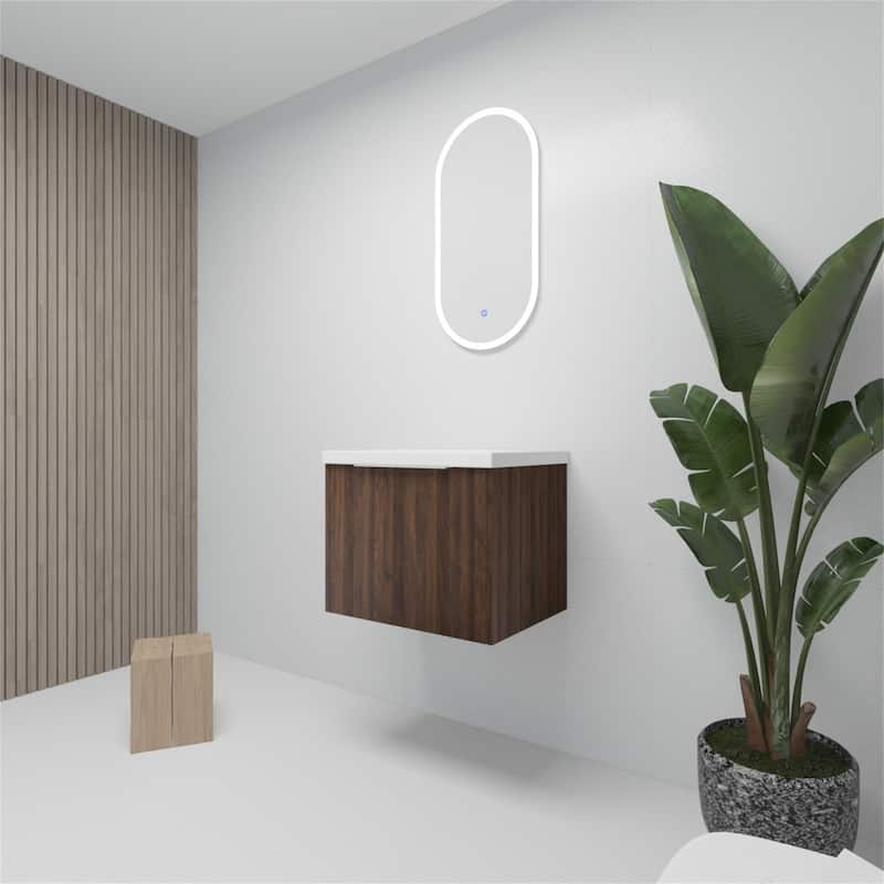 24 Inch Float Mounting Bathroom Cabinet with Sink, Soft Close Doors