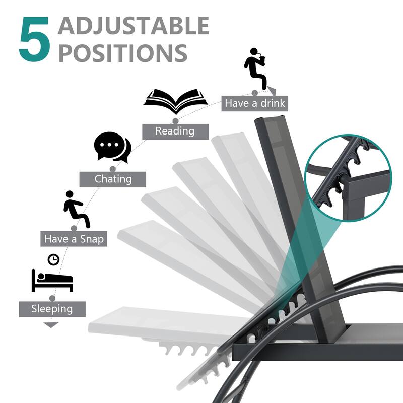 Futzca 2 Set Outdoor Lounge Chair, Pool Chaise Lounge - N/A