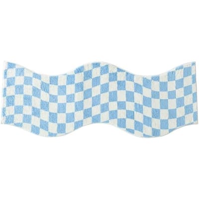 Urban Lifestyle Wavy Blue Checkerboard Runner Rug - N/A