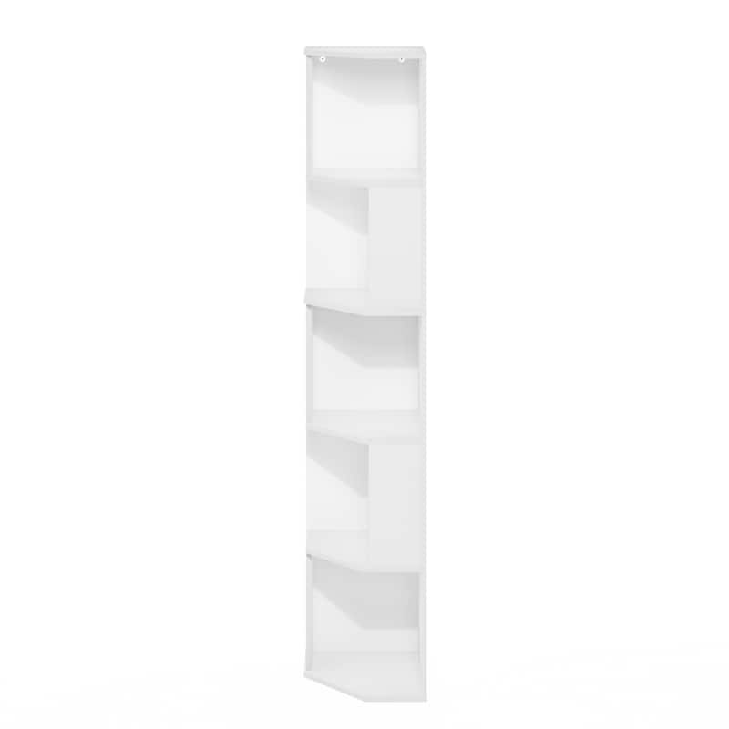 60.71 in. Tall White Wood 5-Shelf Bookcase