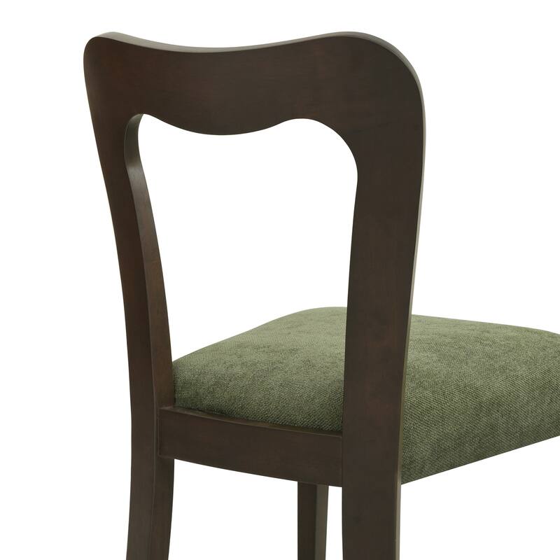 Set of 2 Modern Dining Chairs with Rubberwood Frame and Upholstered Seats - Open Back Armless Design