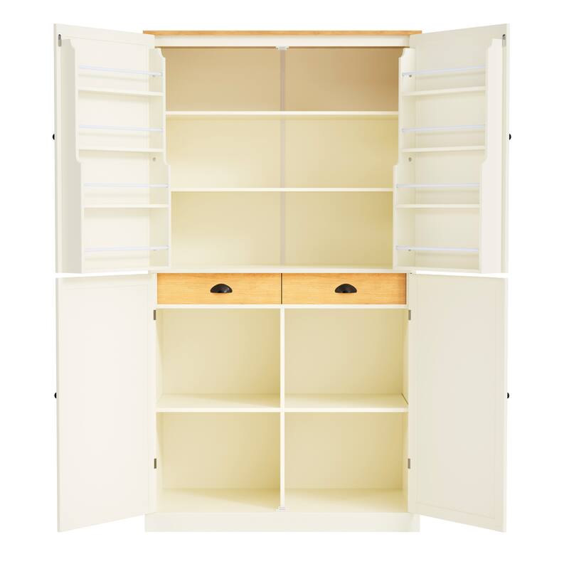 Freestanding Kitchen Pantry Large Cupboard Storage Cabinet with 2 Drawers