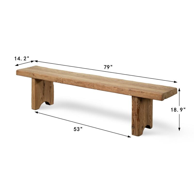 Bari Bench Approx. 78Wx14Dx18.5H Rustic Pine Wood Weathered Natural