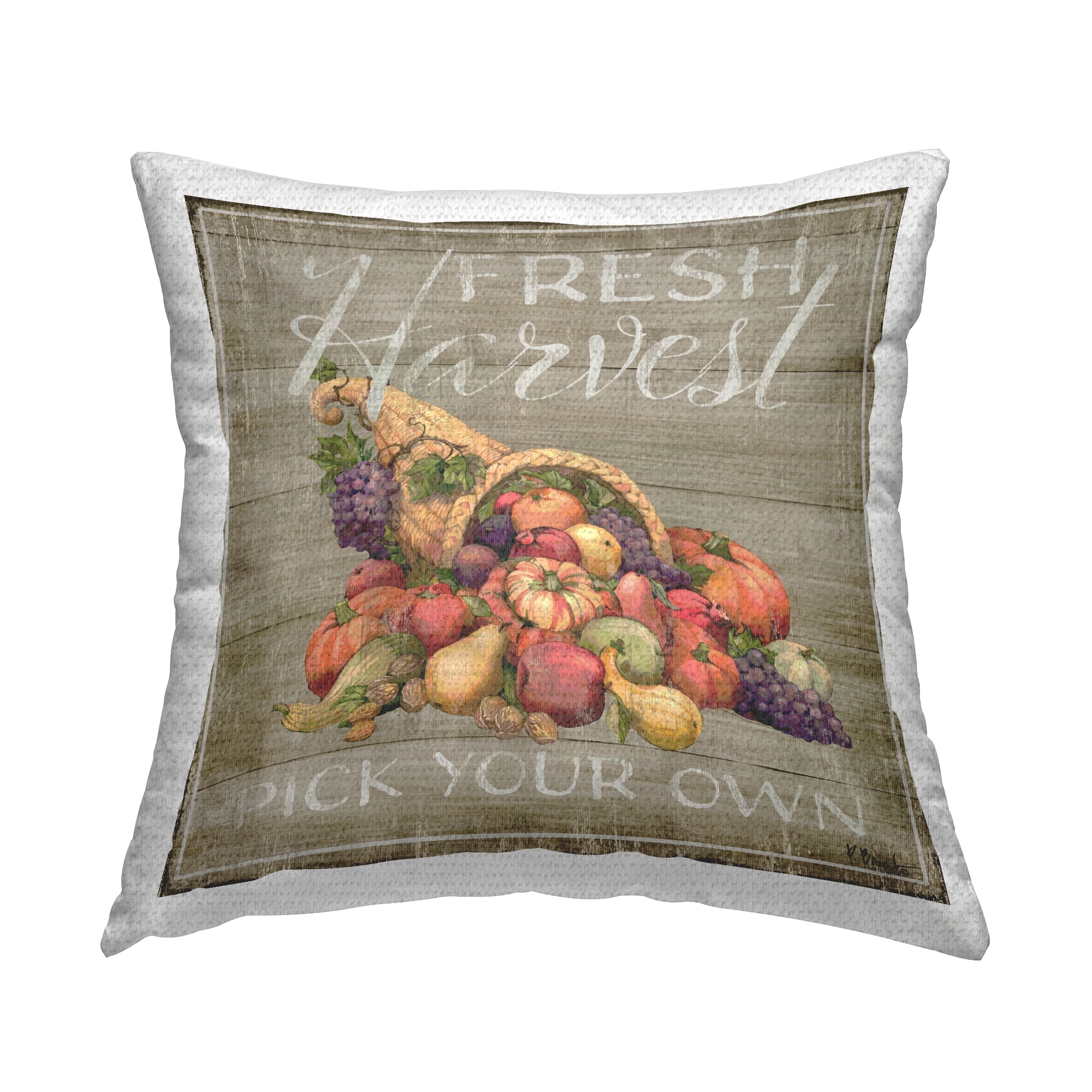 Stupell Fresh Harvest Cornucopia Printed Outdoor Throw Pillow Design by Paul Brent