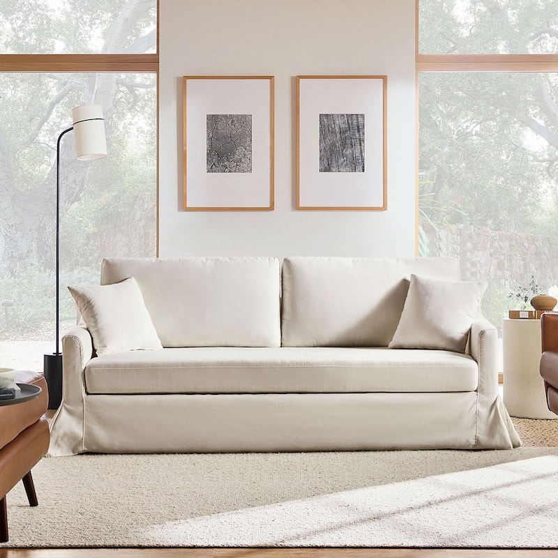 Volkhard 80.5" Modern Slipcovered Sofa With Removable Back Cushion By HULALA HOME