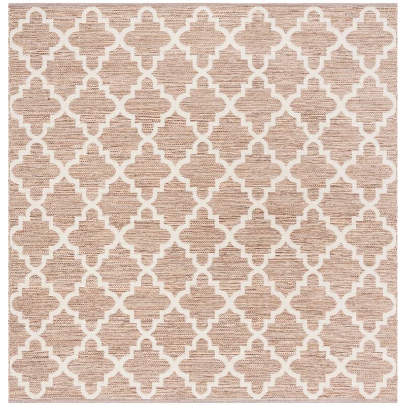 SAFAVIEH Handmade Flatweave Montauk Marie Casual Cotton Rug - 6' Square - Beige/Ivory