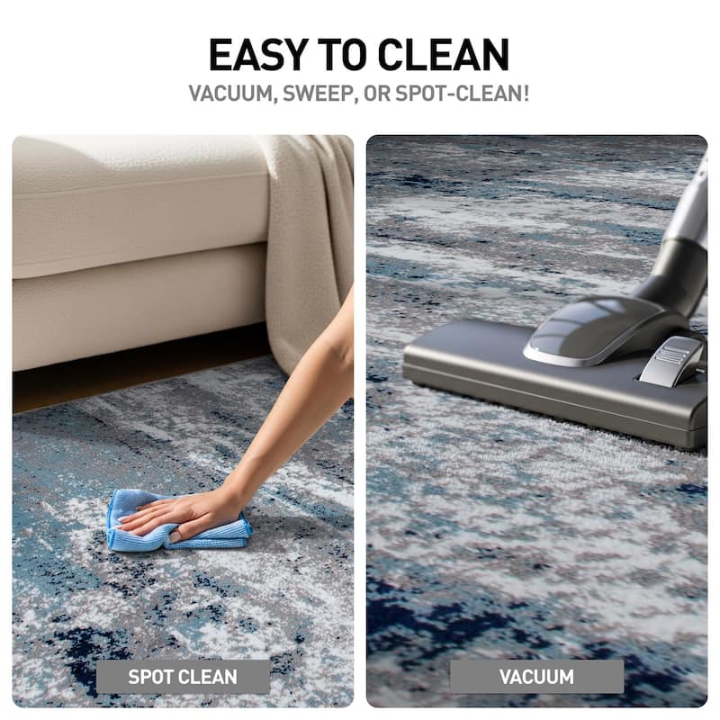 World Rug Gallery Distressed Abstract Watercolor Area Rug