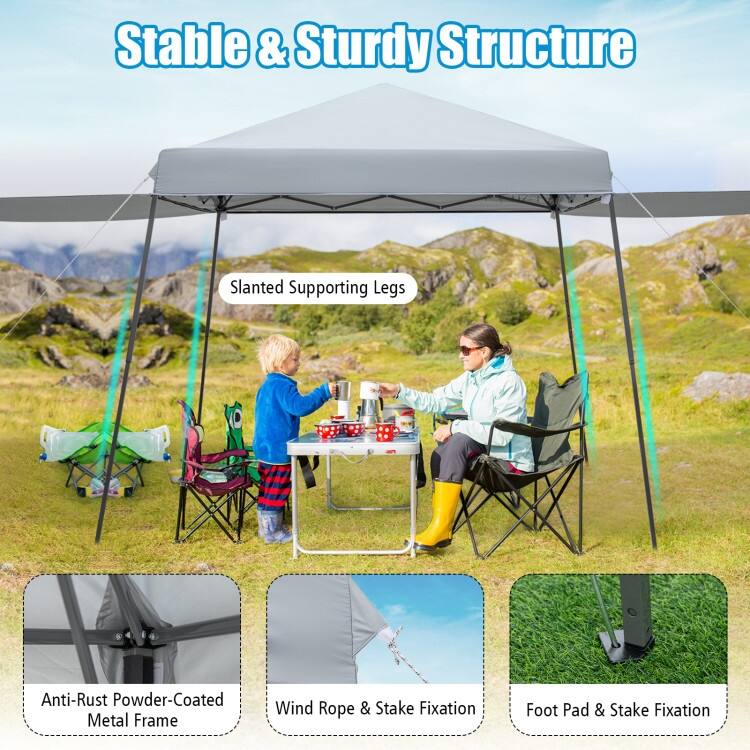 Patio 10x10FT Instant Pop-up Canopy Folding Tent with Sidewalls and Awnings Outdoor-Gray - 118 x 118 x 100.39 inch (L x W x H)