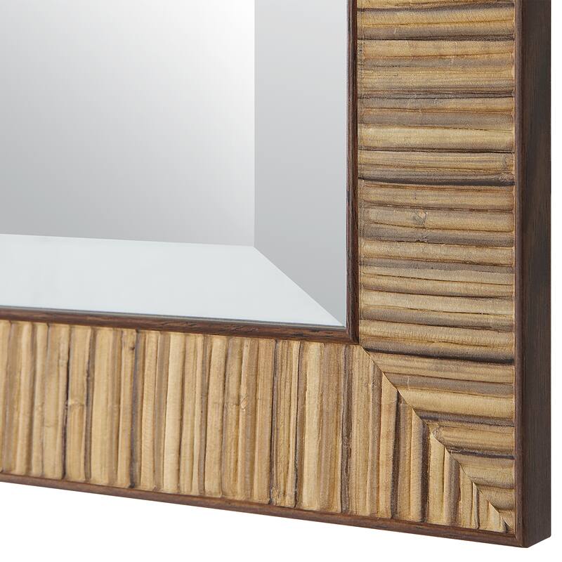 The Gray Barn Natural Brown Rattan Inspired Rectangular Wall Mirror