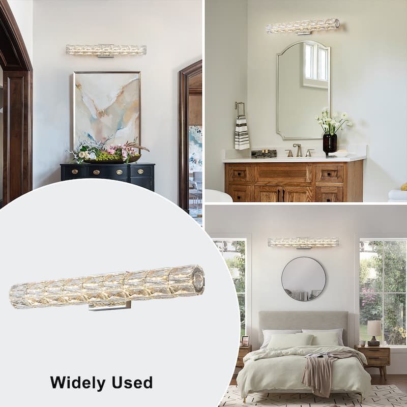 Hexagonal Crystal Cylinder LED Wall Sconce Dimmable Vanity Light