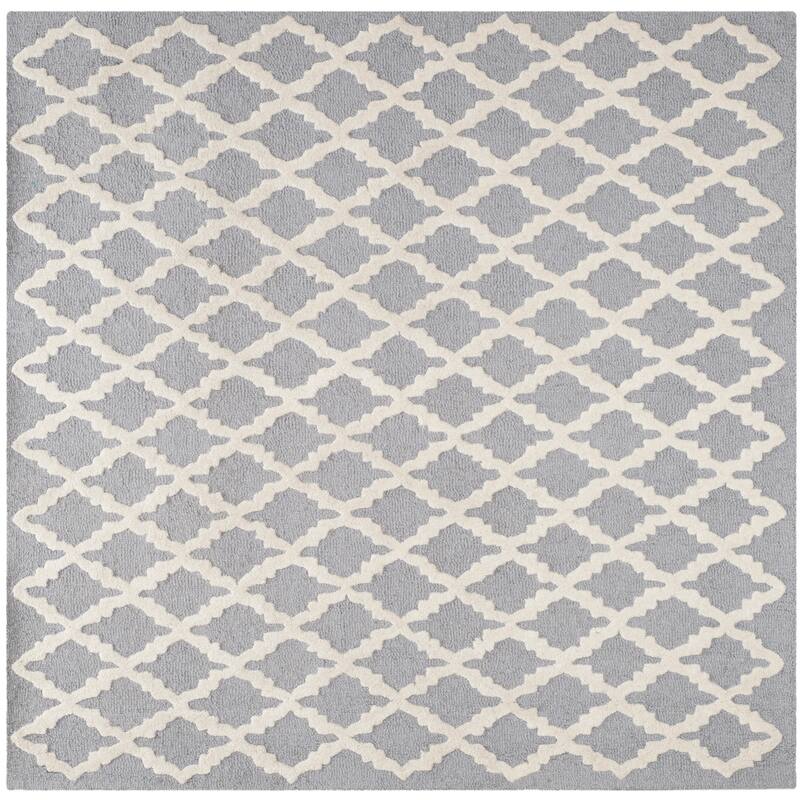 SAFAVIEH, Handmade Cambridge Reny Modern Moroccan Wool Rug - 6' Square - Silver/Ivory