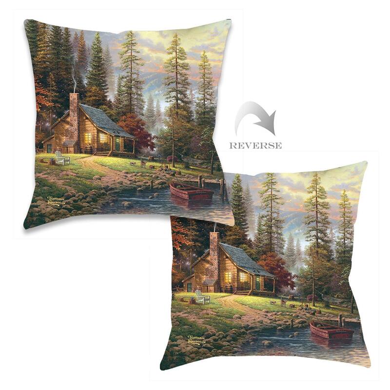 Thomas Kinkade A Peaceful Retreat Indoor Decorative Pillow by Laural Home