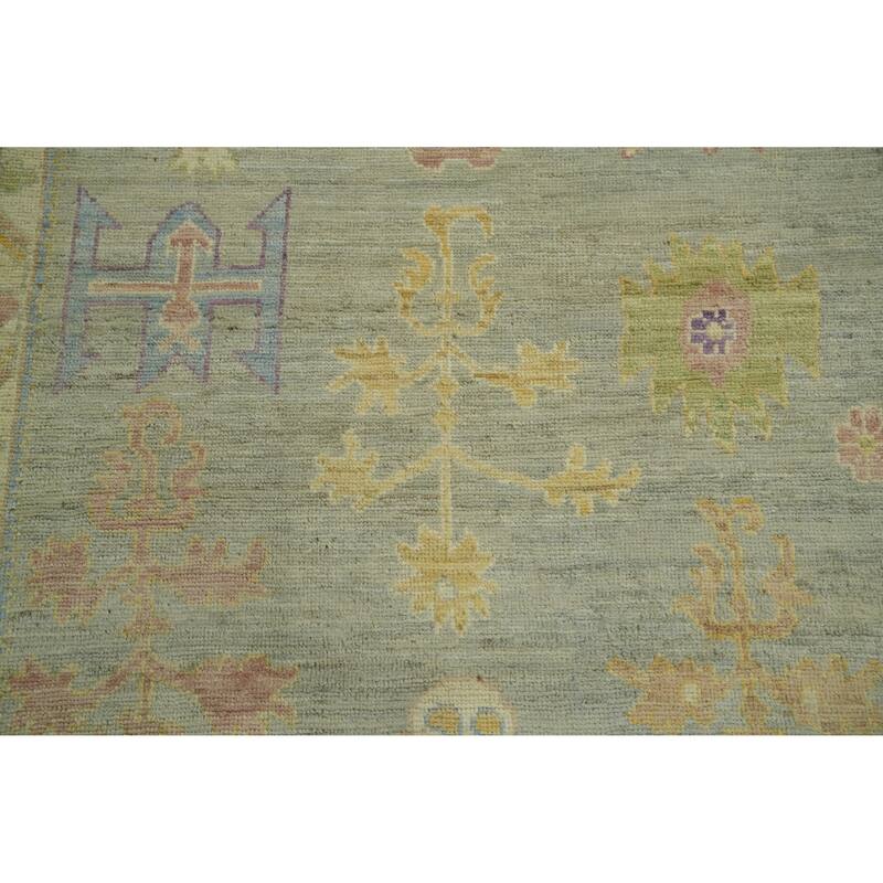 Hand Knotted Oriental 100% Wool Carpet Transitional All-Over Greys & Charcoal Oushak Area Rug - 14' 0'' X 10' 0''