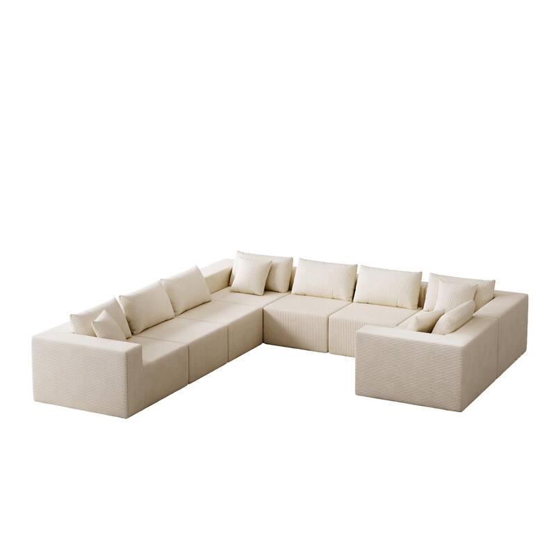 Luxury Floor Standing Couch Set Sectional Sofa Set Corduroy Upholstered Modular Sofa - Freely Combined Into Various Shapes