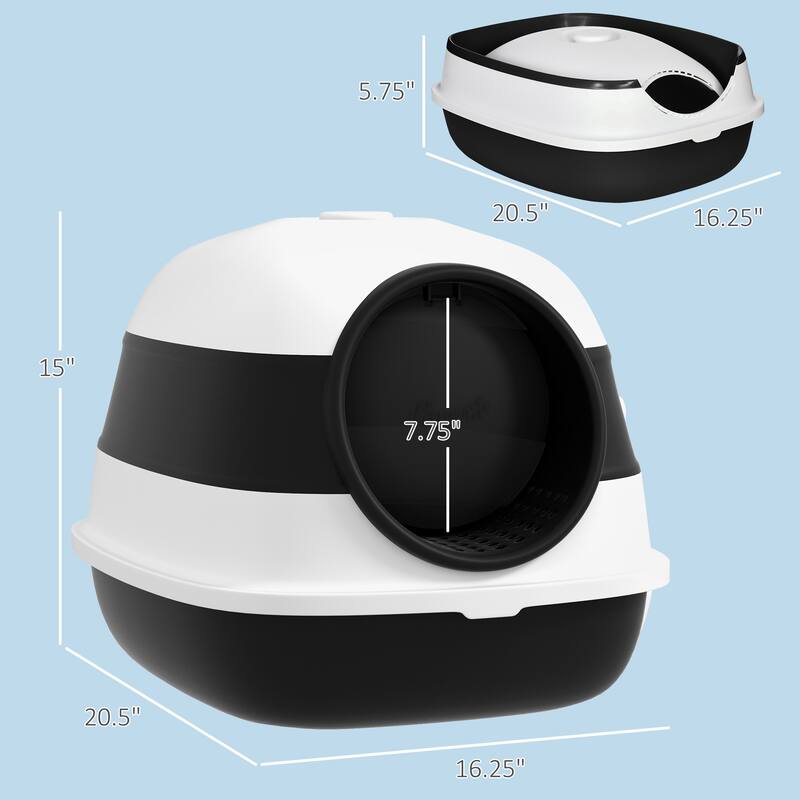 PawHut Cat Litter Box with Lid, Covered Litter Box w/ High Sides, Air Freshener, Large Two-Way Entrance Kitty Litter Box