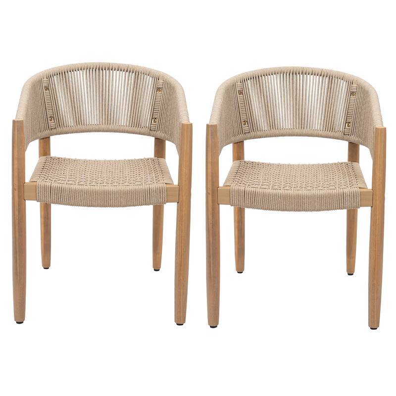 Christopher Knight Home - Verona Boho Solid Acacia Wood Rope Dining Chair Set