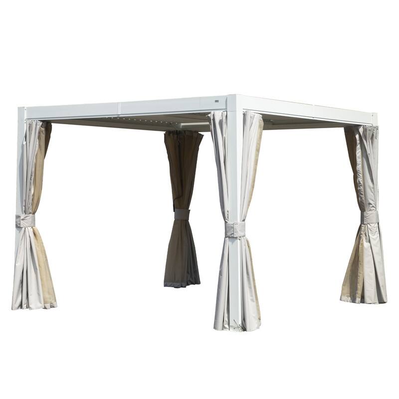 Domi Louvered Pergola 10' x 10', Aluminum Outdoor Pergola with Adjustable Louvers, Full Aluminum Frame, Built-in Gutter System