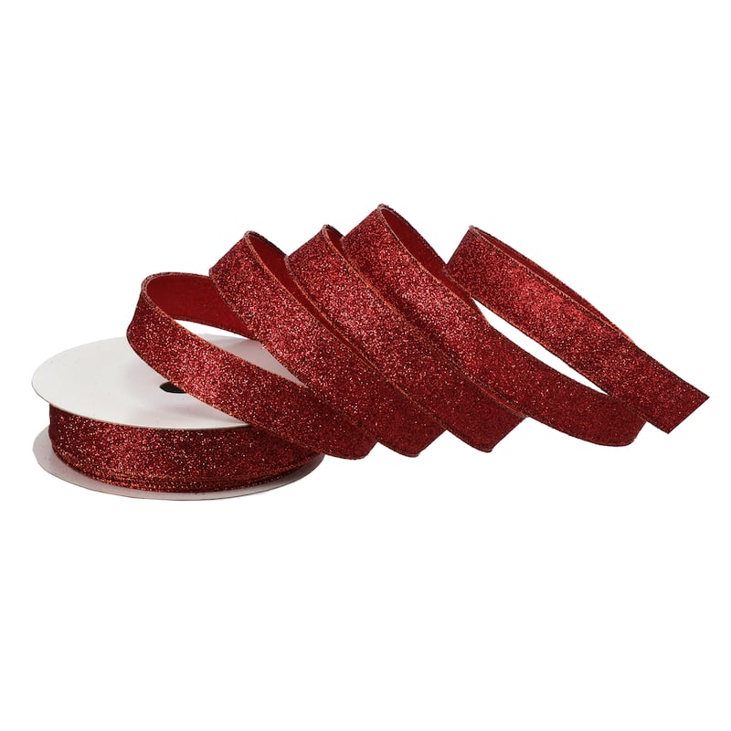1"X20Y Wired Glitter Satin Ribbon