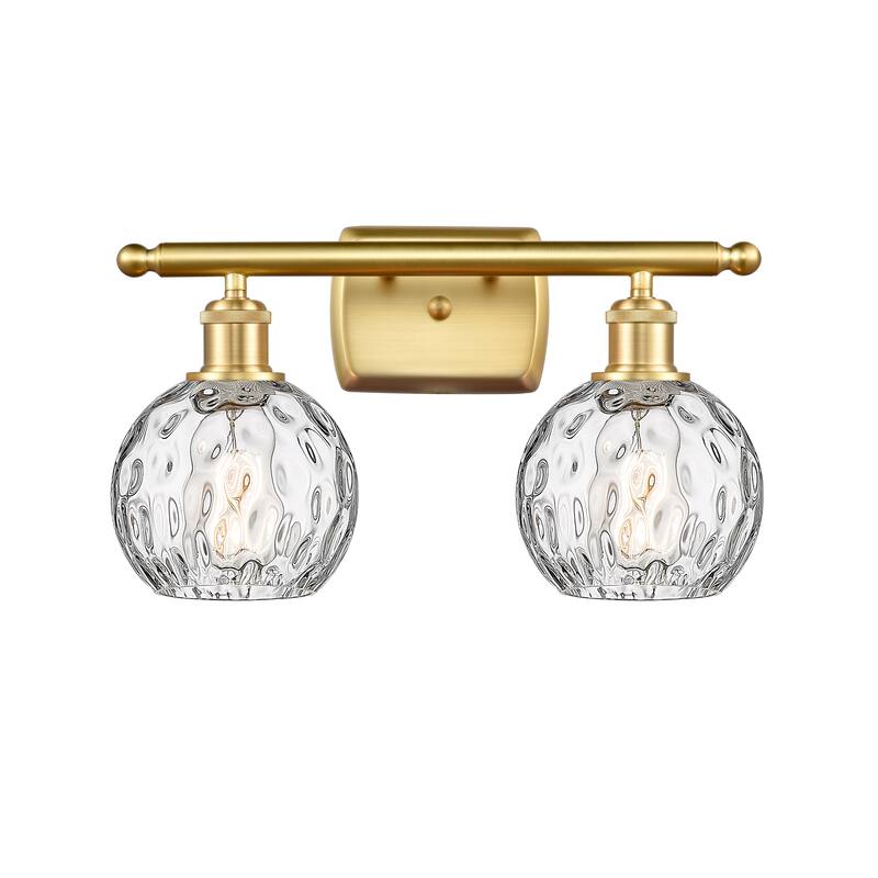 Innovations Lighting Athens Water Glass 2 Light 16" Bath Vanity Light - Satin Gold
