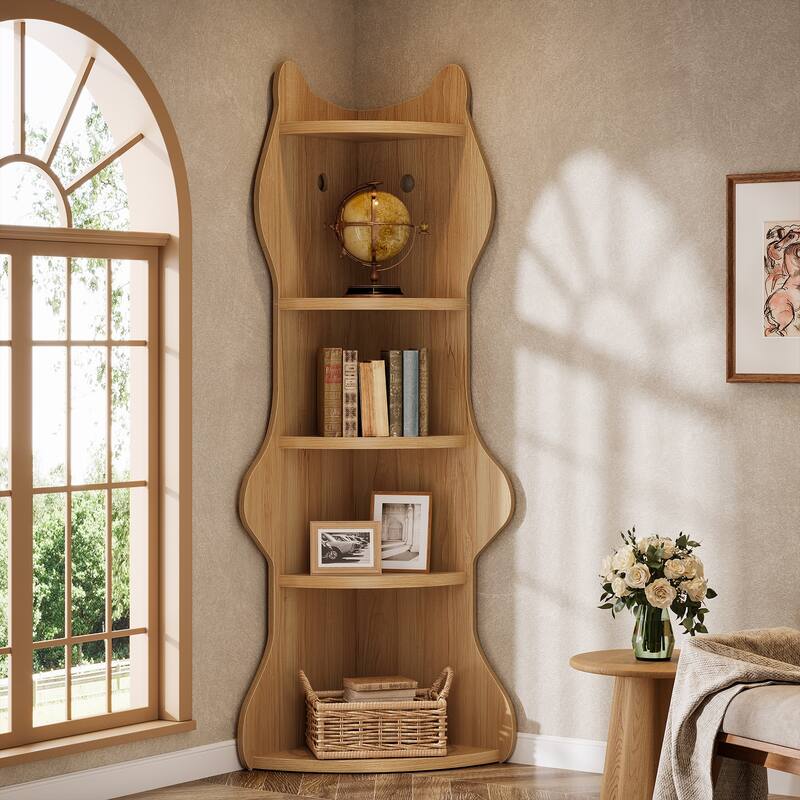 5-Tier Corner Shelf, Unique Bookcase Bookshelf for Living Room, Home Office