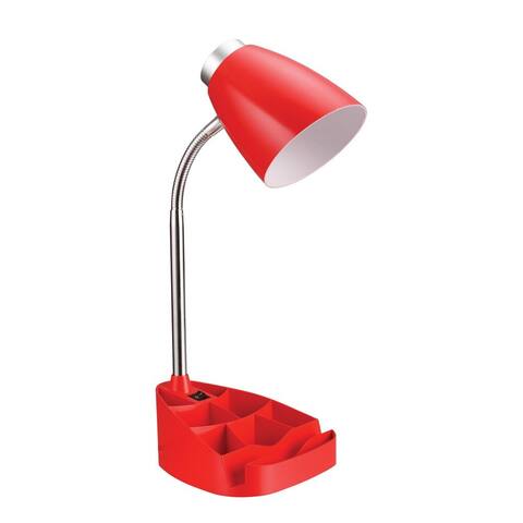 Limelights Gooseneck Organizer Desk Lamp with Red iPad Tablet Stand