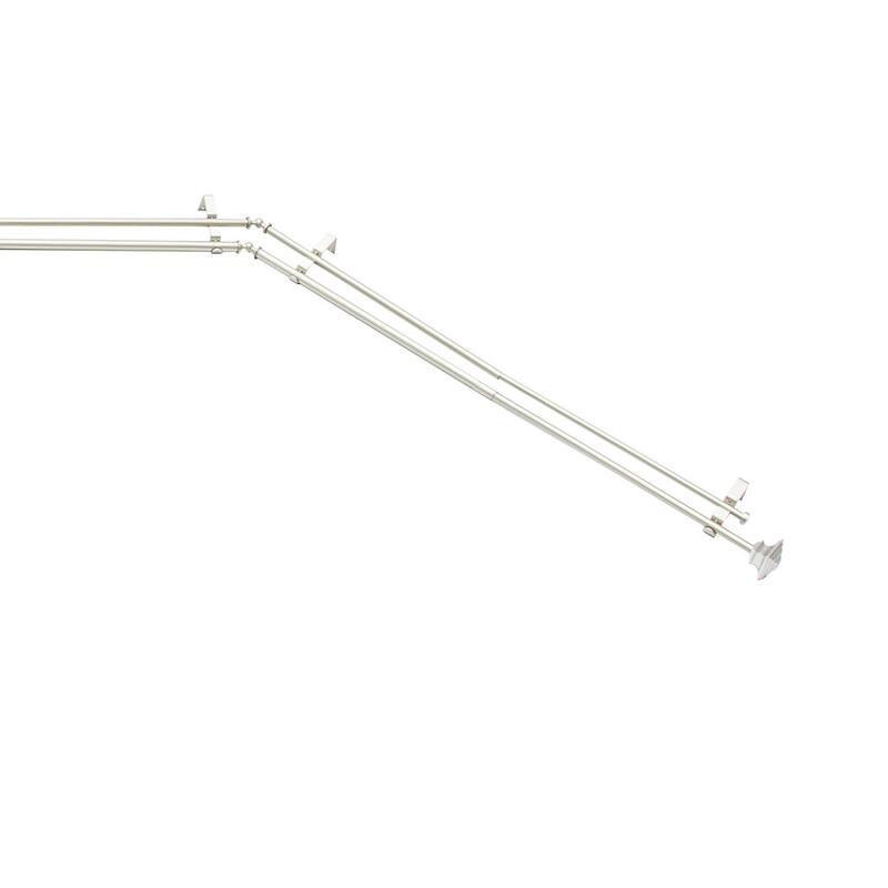 Kenney® Mission 3/4" Decorative Bay Window Double Curtain Rod, 78-144", Black - 78-144" - Brushed Nickel