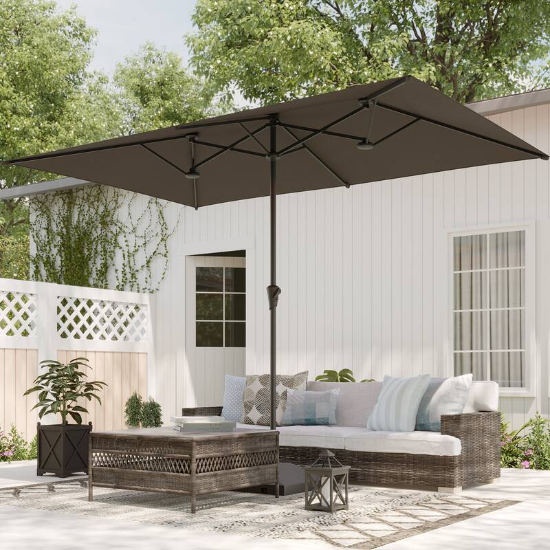 BONOSUKI 11x7/10x6.5ft Double-Sided Patio Umbrella with Large Canopy Outdoor Table Umbrella for Garden