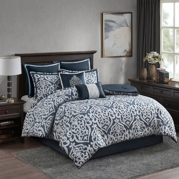 Madison Park Odette Textured Jacquard 8-Piece Comforter Set with