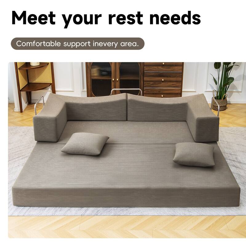2-in-1 Convertible Sofa Bed, Memory Foam Mattress, No Assembly, Space-Saving for Living Room, Bedroom