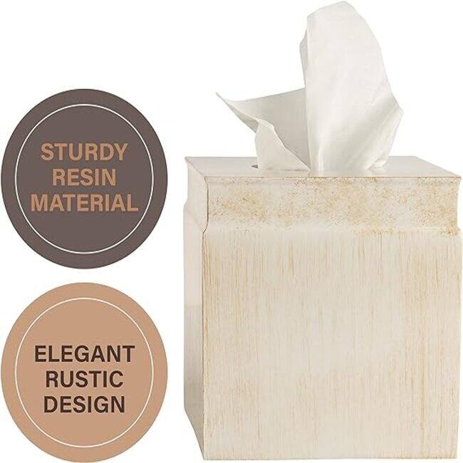 Creative Scents Rustic Luxe Beige Square Tissue Box Cover - Rustic Luxe - Rustic Luxe