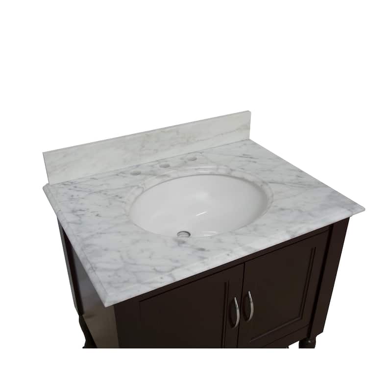 KitchenBathCollection Beverly 30" BathroomVanity w/ Carrara Marble Top