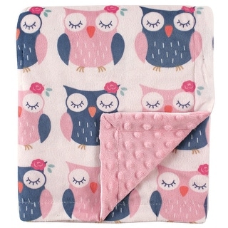 Pink and Blue Owls Baby Printed Mink Blanket