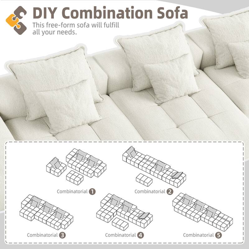Modern 6 PCS DIY Combination Modular Sofa with 6 Pillows