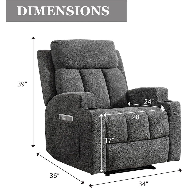 Recliner Sofa for Living Room, Extra Wide Modern Overstuffed 1/2/3 Seat Reclining Manual Sofa Chair
