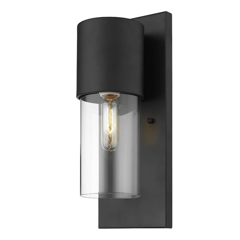 Modern Outdoor Wall Sconce with Clear Glass Shade and Wet Rated Flush Mount Light Fixture E26 Base - 16"H x 6.25"W x 5.75"D