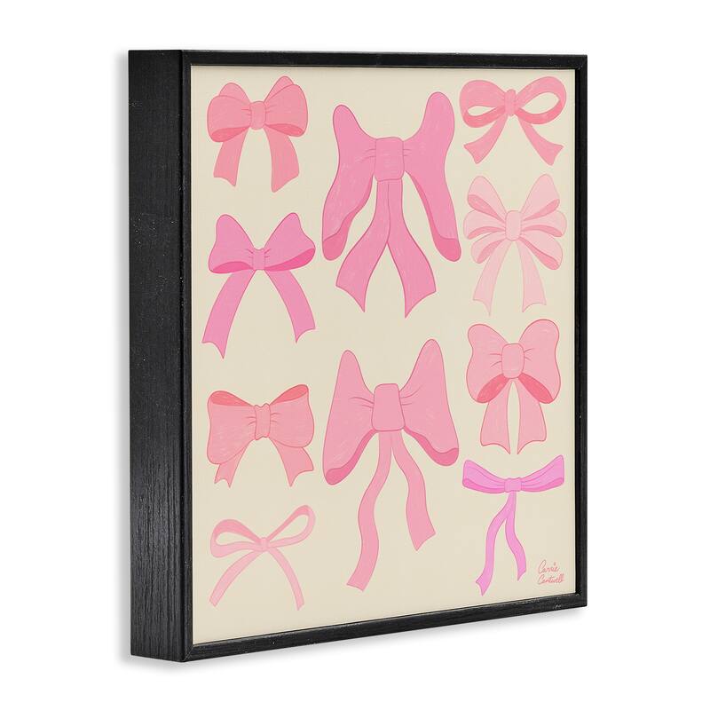 Stupell Trendy Pink Bows Assortment Framed Giclee Art Design By Carrie Cantwell