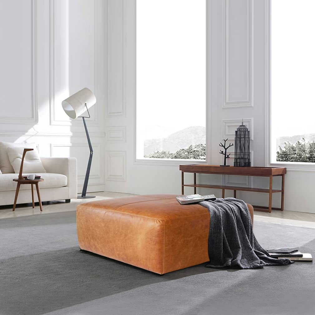 Poly & Bark Sequoia Ottoman - Full Grain Genuine Italian Leather