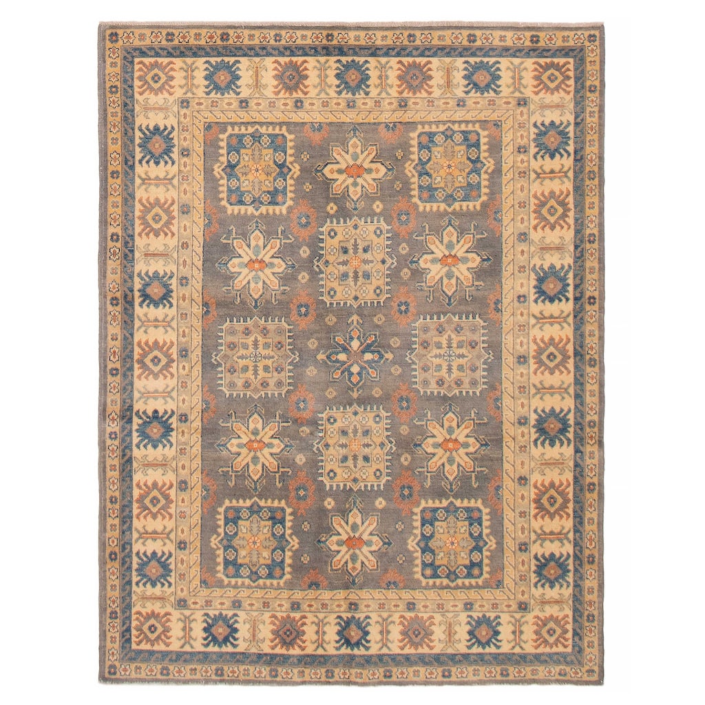 ECARPETGALLERY Hand-knotted Uzbek Ghazni Grey Wool Rug - 5'0 x 6'7