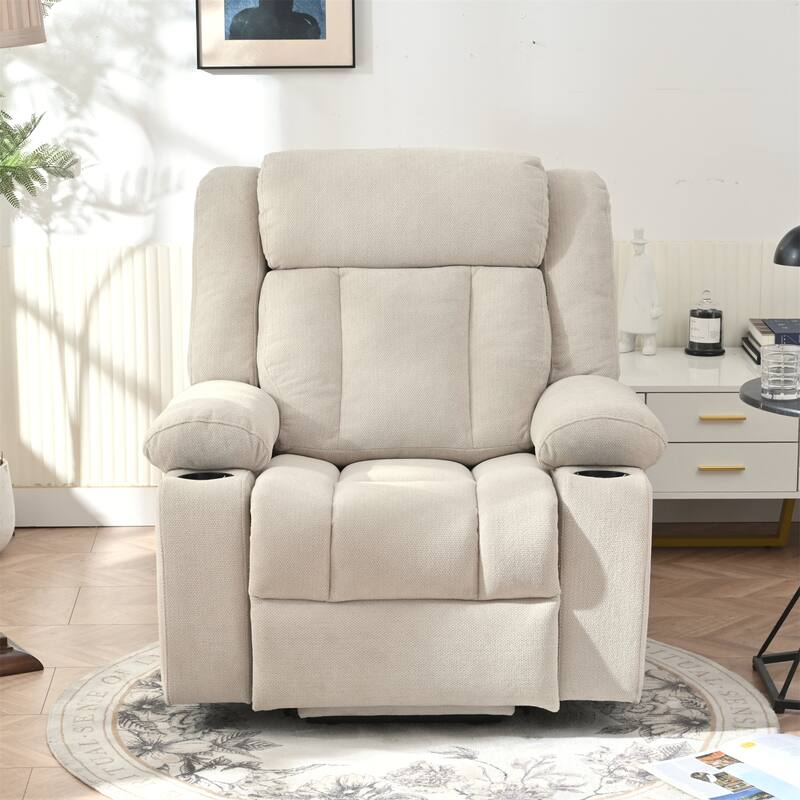 Power Lift Recliner Chair for Elderly, Fabric Lift Chairs w/ Extended Footrest, with 2 Cup Holders,Side Pockets, Remote Control