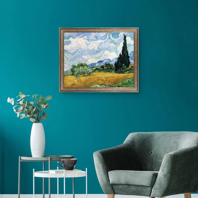 Masterpiece Art Gallery| Yellow Wheat and Cypresses by Vincent Van Gogh - Framed Canvas Art Print