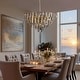 preview thumbnail 8 of 12, 32" Grey Modern Crystal Chandelier Round Crystals Chandeliers 8-Tier Crystal Pendant Light 9-Light for Dining Room Living Room
