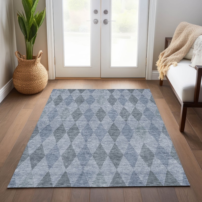 Machine Washable Indoor/ Outdoor Argyle Chantille Rug
